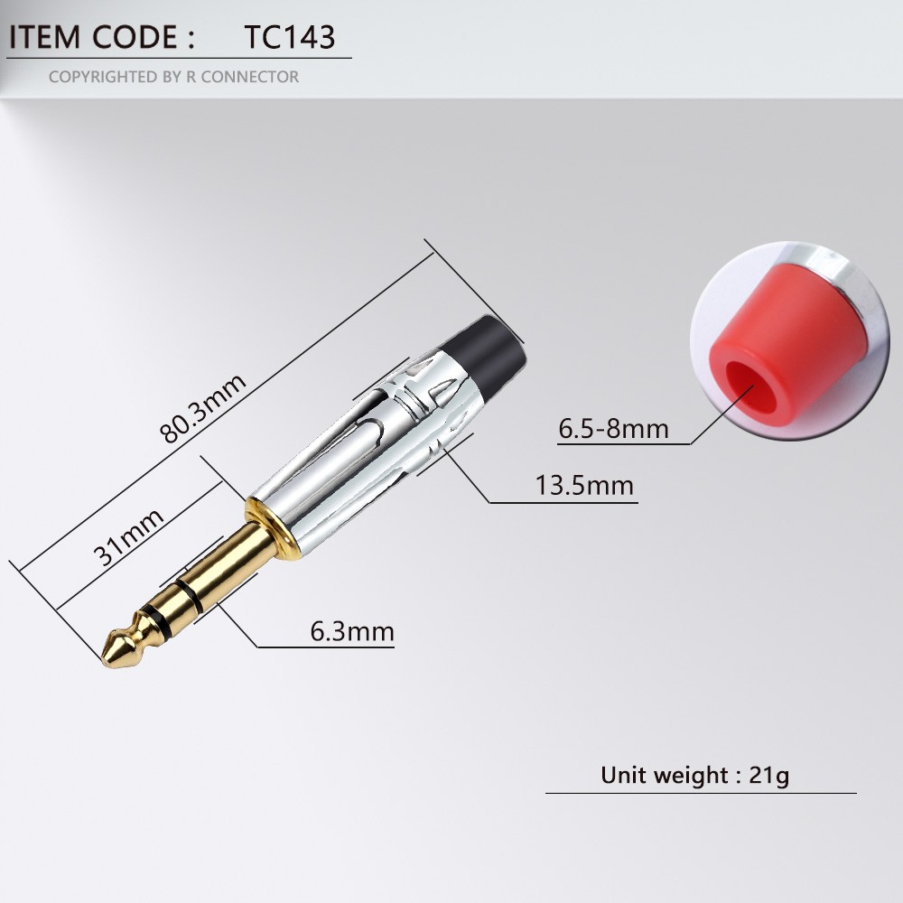 Male Plug, 10pcs 6.35mm Jack 3 Poles Stereo 6.3mm Gold Plated Copper Solder Wire Connector 1/4 Inch Microphone Jack