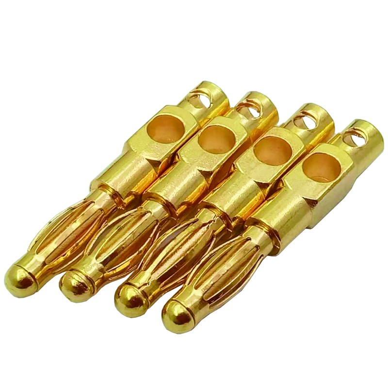 100pcs/50pairs Pin Banana Plug Gold Plated Copper 4mm Banana Connector Speaker Plug solderless