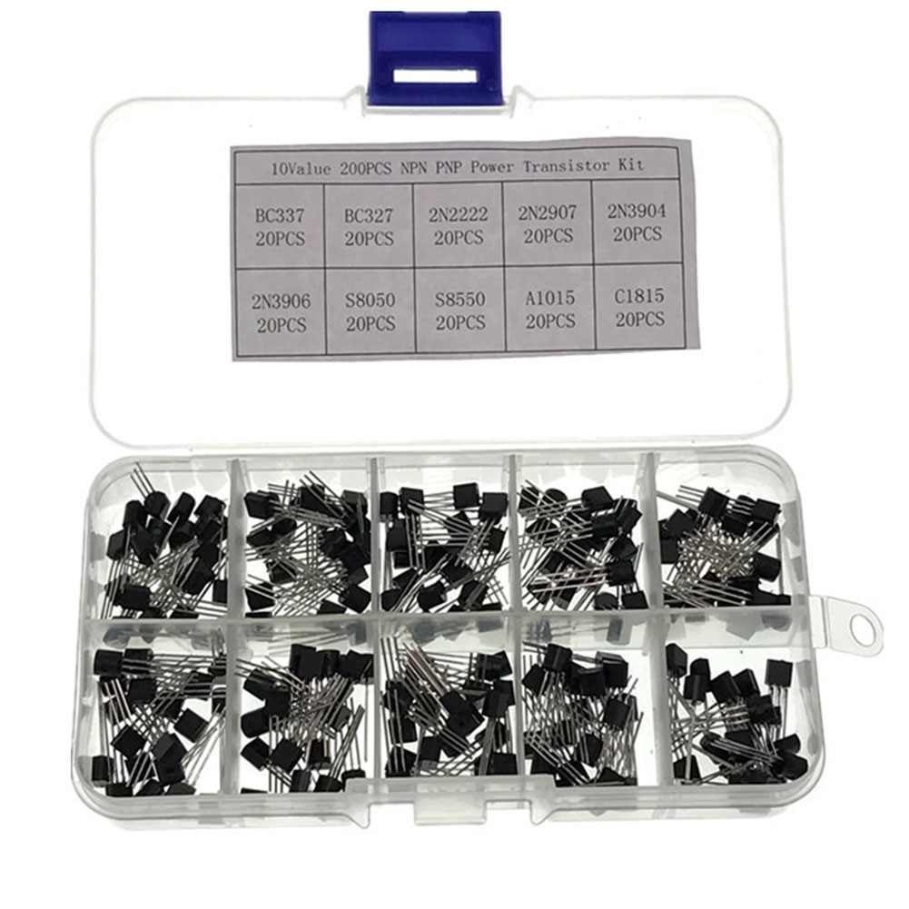 Electronic Components PNP/NPN 10 Value Tool Parts Electrical Supplies Assortment Kit 10 Value In Assortment Box 200pcs