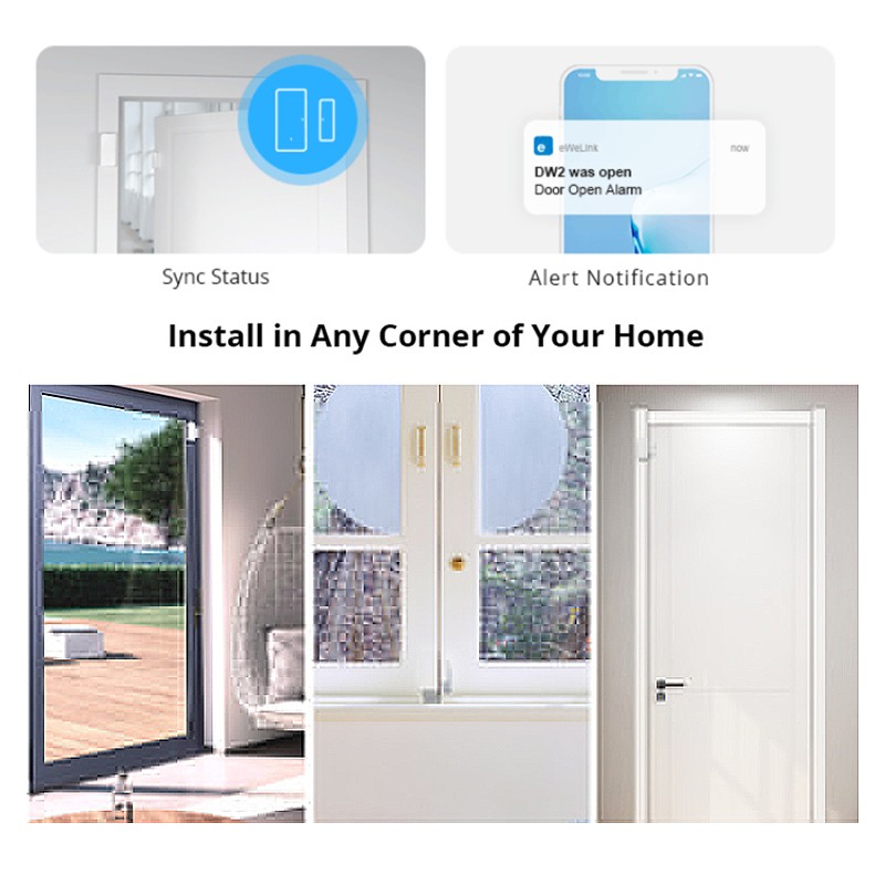 SONOFF DW2 WiFi/SNZB-04 Zigbee Window Door Sensor Open/Closed Door Detector EWeLink APP Notification Smart Home Security Alarm