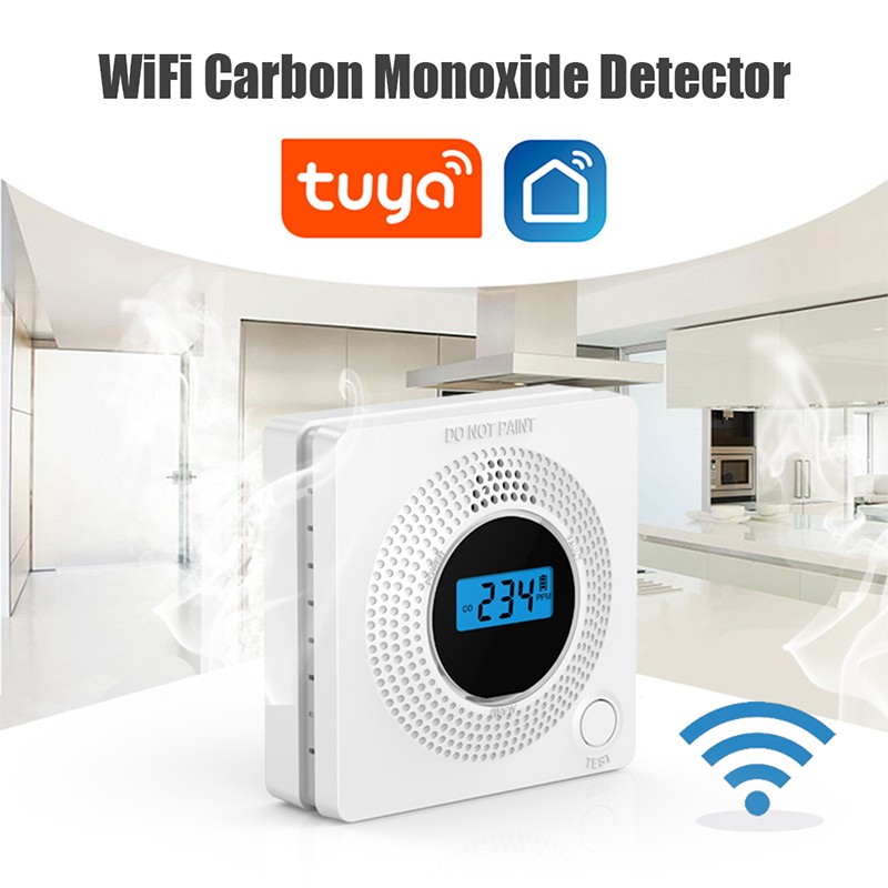 Aubess WIFI Carbon Monoxide Detector Gas Alarm Household Tuya Smart APP Alkaline Battery Remote Control Carbon Monoxide Detection Powered