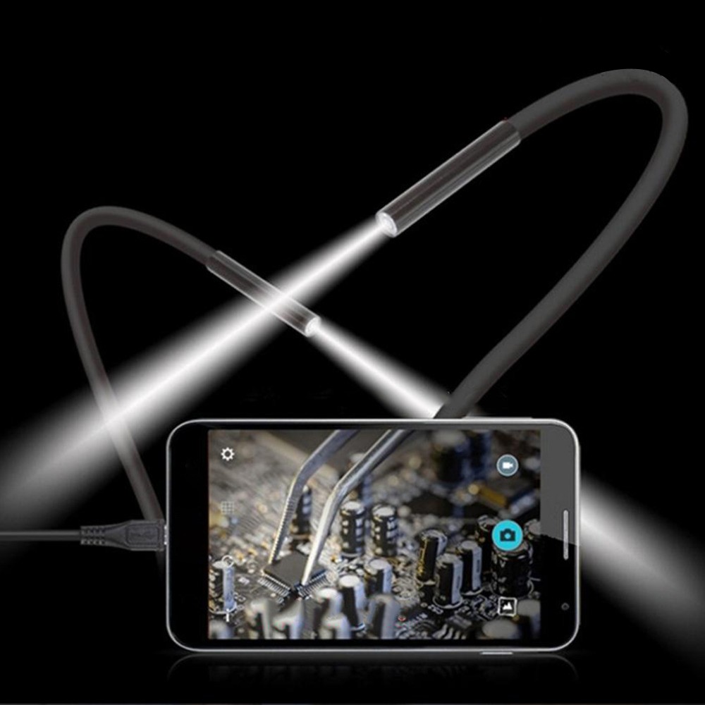 5.5mm Endoscope Camera Flexible IP67 Waterproof Micro USB Inspection Borescope Camera Android Laptop 6 LEDs Adjustable