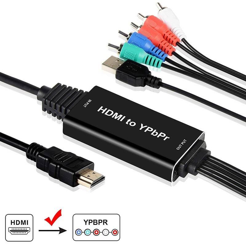 HDMI-Compatible YPBPR Converter Adapter 5RCA RGB Support 1080P Color Difference to RGB Converter 2M Converter Cable