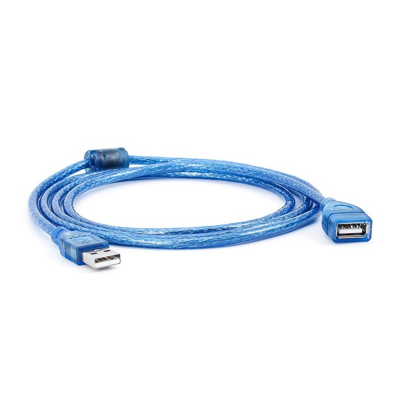 All Copper 0.3/0.5/1/ 1.5/3/5/10m Transparent Blue USB Extension Data Cable USB2.0 Male to Female