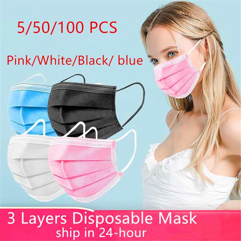 Nonwoven Disposable Masks 3 Layers Face Mask Breathable Disposable Mouth Mask Adult Mascarilla Mask 18 Hours Shipping