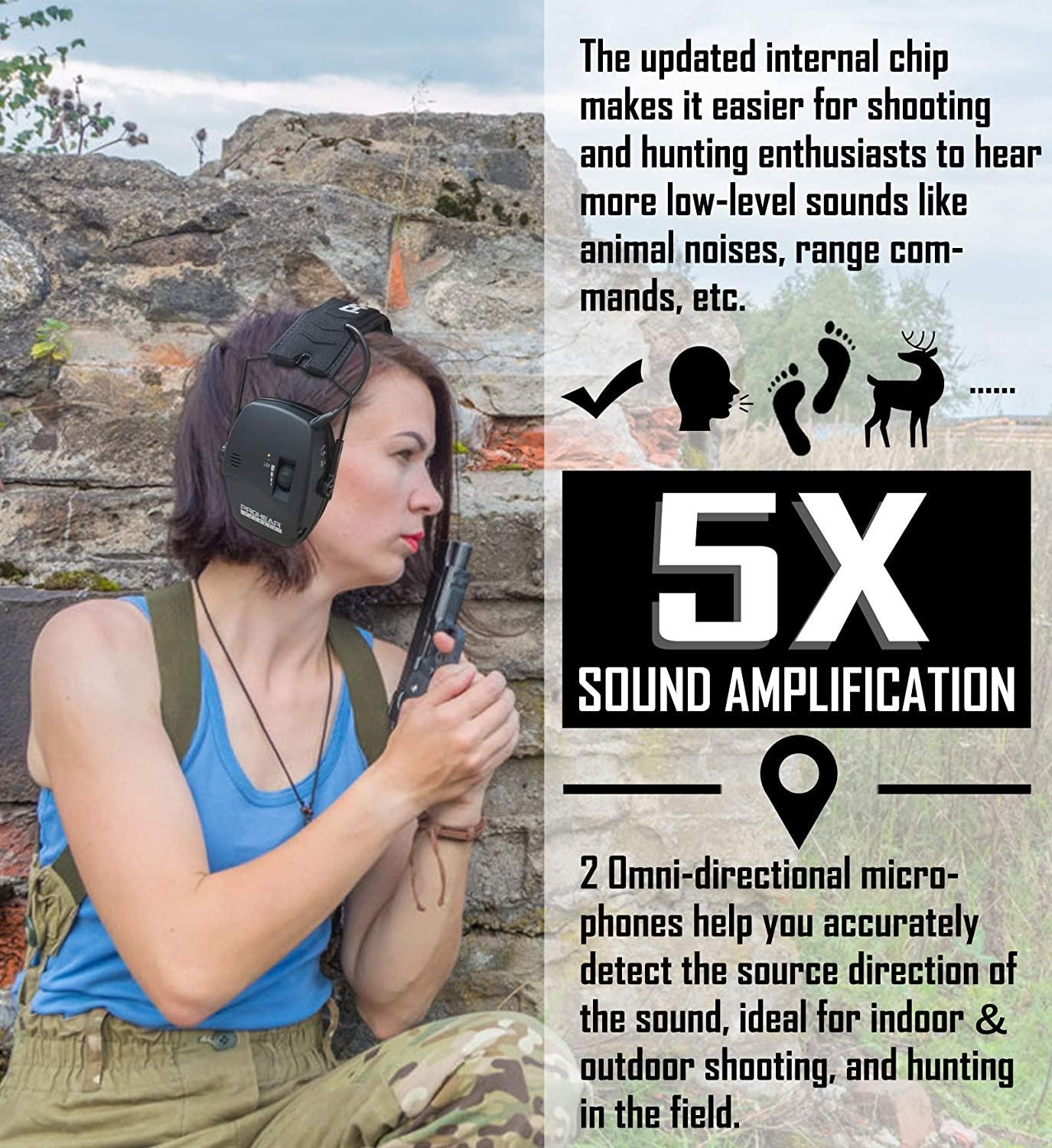 ZOHAN - Electronic Shooting Earmuffs, Ear Protection, Noise Reduction, Sound Amplification, Professional Hunting Defender NRR22