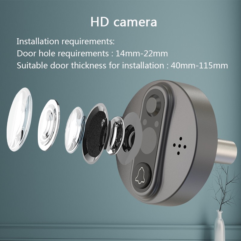 Wifi Video Door Peephole Camera Doorbell Viewer With LCD Monitor Night Vision Tuya APP Remote Control Apartment Home Security