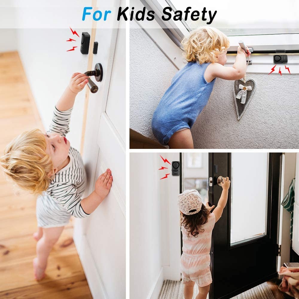 WSDCAM Wireless Window Door Burglar Sensor Alarm 4 Ways Open Door Detector Freezers Close Reminder Security Protection Alarm