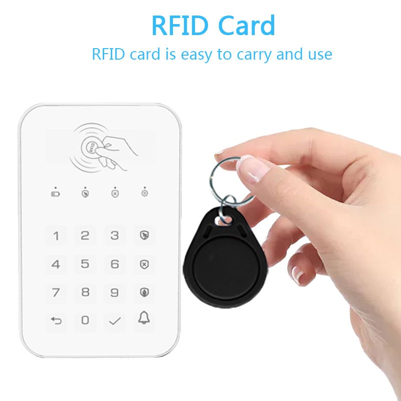 Wireless Smart Keypad Lock Touch Keypad Rfid Card Unlock White Home Security 433MHz Frequency Connect to Alarm Host