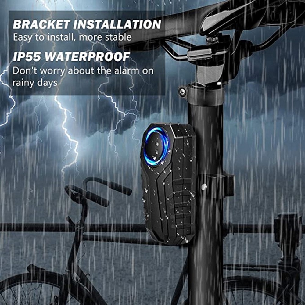 Awapow Anti-theft Bicycle Alarm 113dB Vibration Remote Control Waterproof Alarm With Fixed Clip Motorcycle Safety System