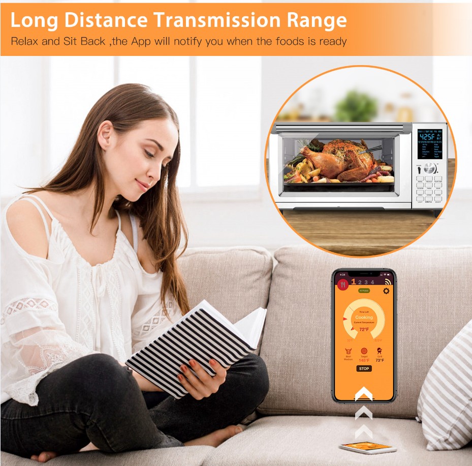 New USB Wireless Meat Thermometer for Oven BBQ Grill Steak Bluetooth Connect Digital Kitchen Smart Barbecue Accessories Gift