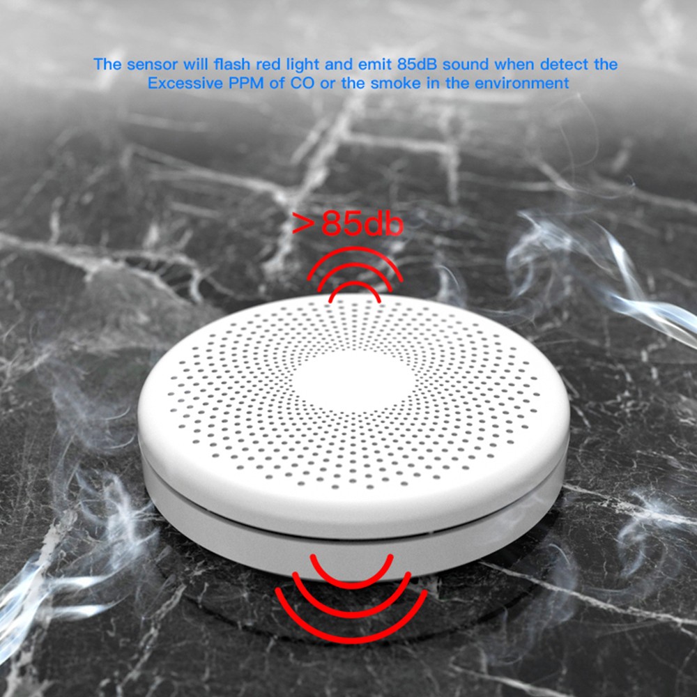 WIFI 2 in 1 Smoke Carbon Monoxide Combo Detector CO Gas Smoke Alarm Sensor 85DB Sound Alarm Tuya Smart Security Alarm System