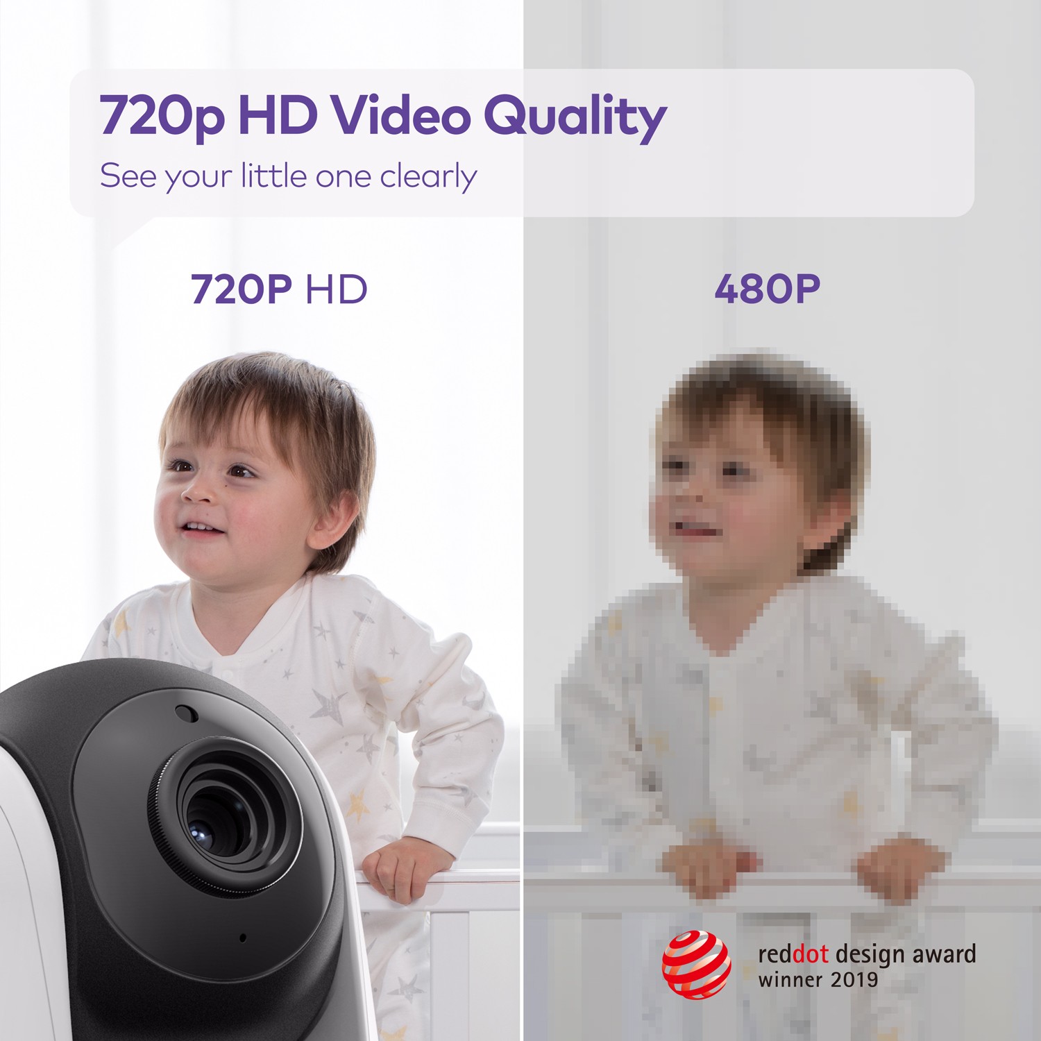 VAVA Split Screen IH006 5" 720P Baby Monitor Zoom Camera Audio Visual Infrared Night Vision Thermal Monitor