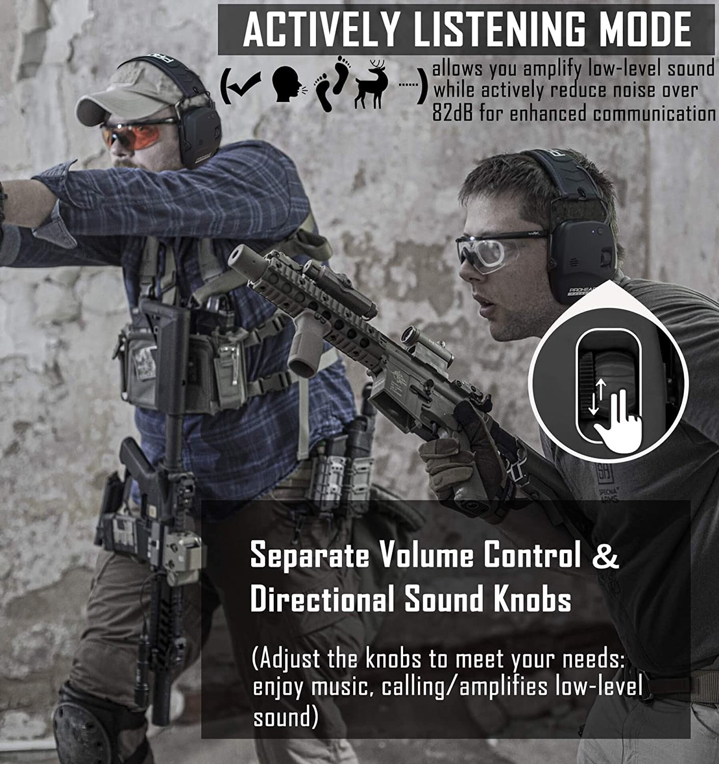 ZOHAN Electronic Headset 5.0 Bluetooth Earmuffs Shooting Ear Protection for Hunting Noise Reduction Professional Tactical