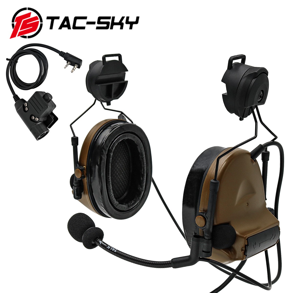 TAC-SKY COMTAC II Helmet Holder Silicone Earmuffs Noise Reduction Pickup Tactical Headset & Walkie Talkie PTT Adapter U94PTT