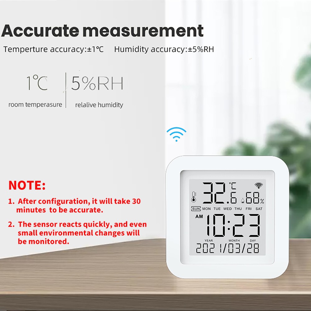 Tuya 2022 WIFI Temperature Humidity Sensor For Smart Home var SmartLife With Screen Support Alexa Google Phone