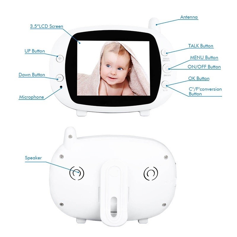 3.5 Inch LCD Screen 2.4G Digital Wireless Video Voice Control Night Security Camera Viewer 2-way Talk Baby Monitor