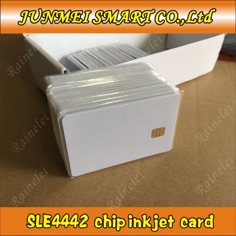 50pcs White Inkjet Printable Plastic IC With SLE 4442 Card ISO 7816 Blank Smart Contact IC Card For Epson/Canon Inkjet Printer