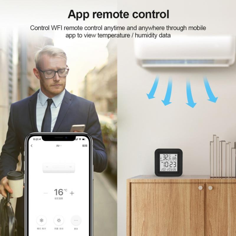 Wifi Temperature Sensor Humidity Indoor Hygrometer Thermometer Detector Smart Life Remote Control Support Alexa Google Home Hot