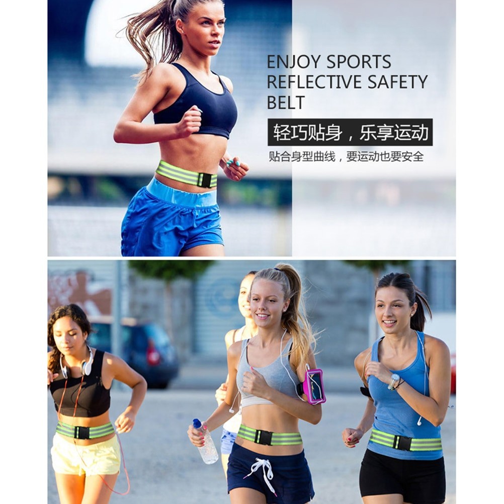 Safety Reflective Belt Elastic Band Waist Protection Reflective Night Running Safety Belt For Running Cycling Walking