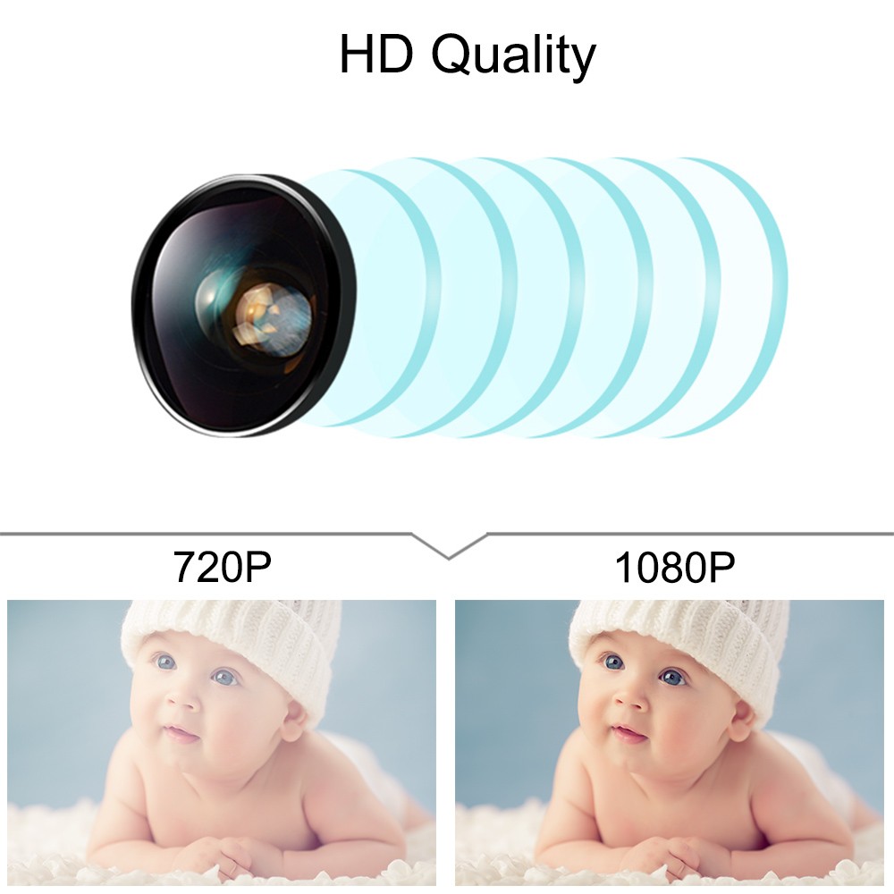 The smart camera to monitor the baby during sleep with Wi-Fi, high quality, with cloud storage, detects the movement and sounds of the child by sending messages to the phone, with infrared night vision, full glass lens, high-resolution sound and sound