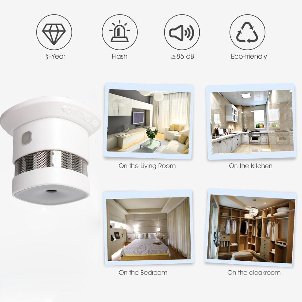 2022 Heyman Zigbee Smoke Detector Smart Home System 2.4GHz High Sensitivity Prevent Safety Smoke Sensors