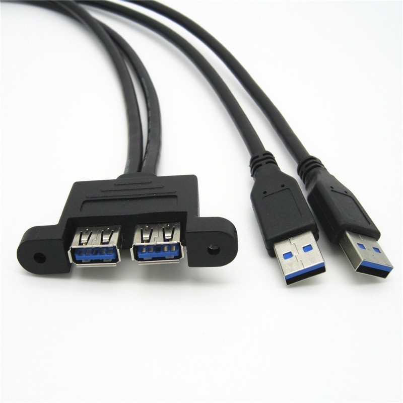 عالية السرعة المزدوجة ميناء Usb 3.0 ذكر إلى أنثى برغي قفل لوحة جبل تمديد تمديد الحافة كابل بيانات الحبل 0.3 متر/0.5 متر/1 متر/1.5 متر