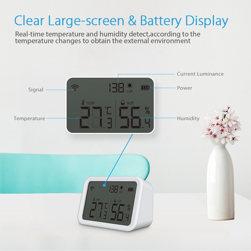 Neo Tuya Wifi Smart Indoor Temperature Humidity Sensor Hygrometer Thermometer Detector Works with Alexa Google Processor