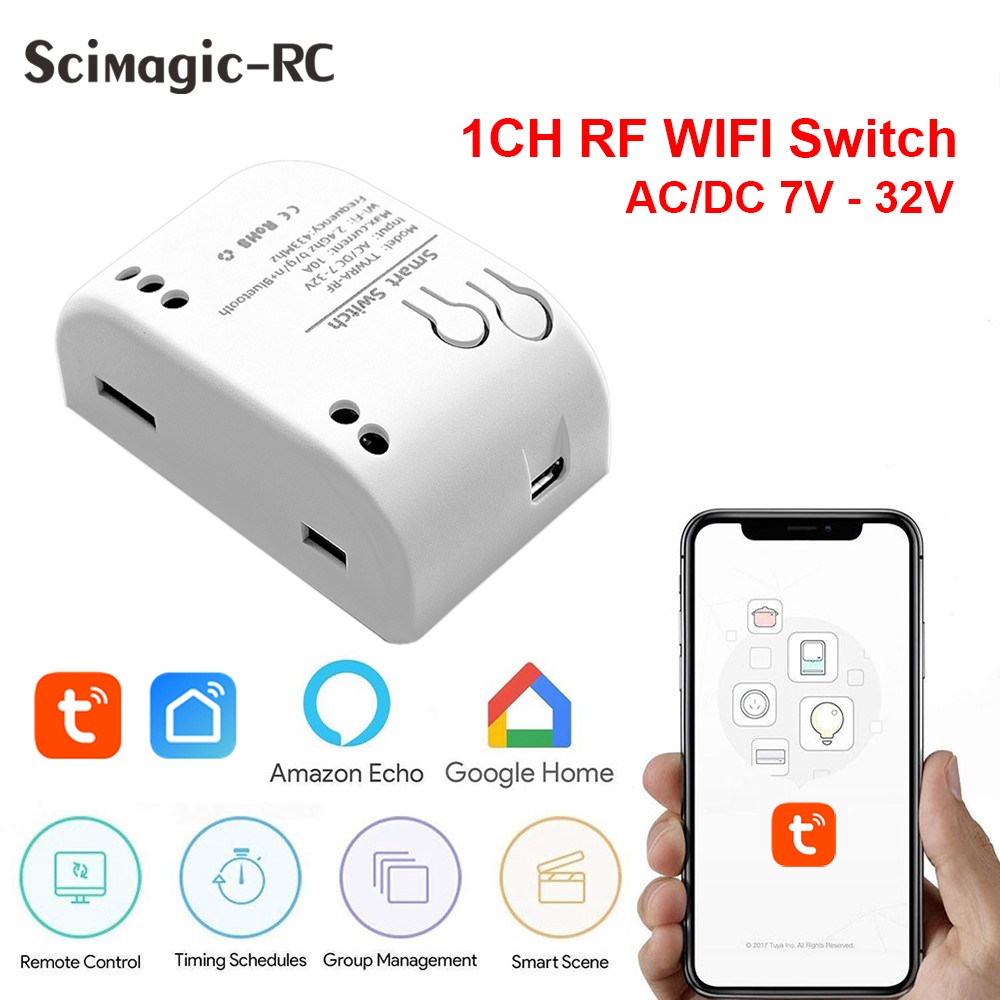 5pcs Smart Garage Door Opener Wireless Auto Open WIFI Relay Controller RF433MHz Tuya APP Remote Control Alexa Google Home