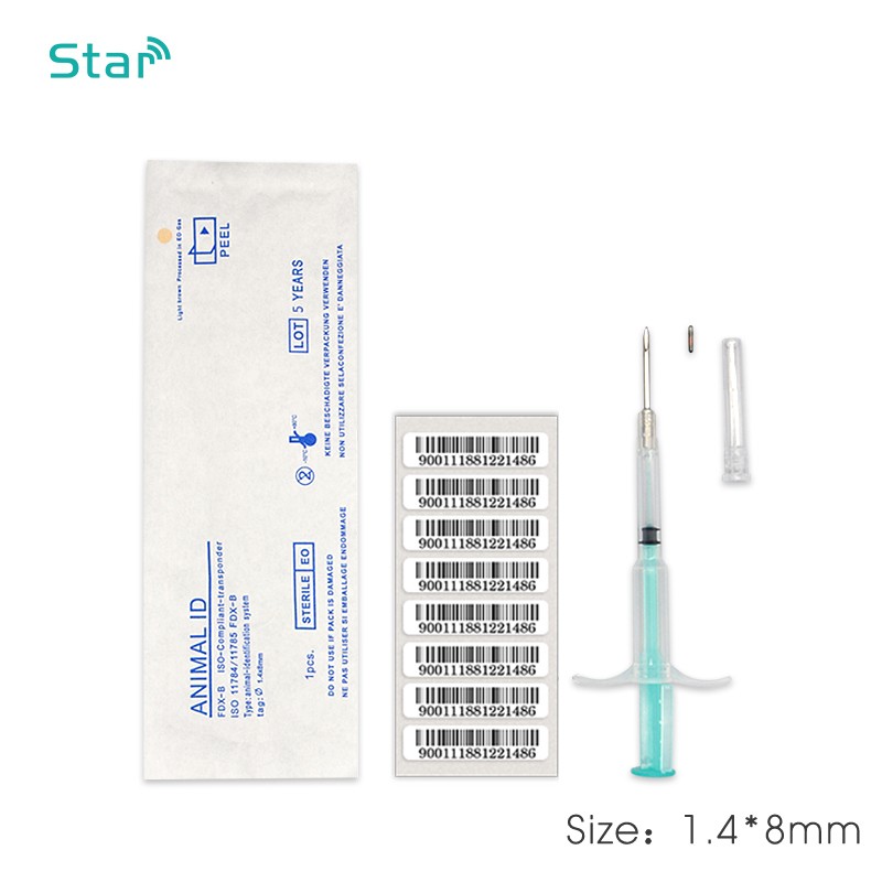 2022 (20pcs) 1.4*8mm 134.2khz Pet Chip Disposable Animal Chip Fdx-b Pig Syringe Pet ID Injector Syringe Needle for Dogs