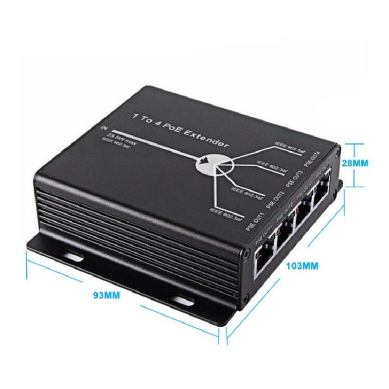 POE Extender 1 T0 4 Port 10/100M 25.5W for IP Camera Extend 120M IEEE802.3af POE Network Devices Plug and Play