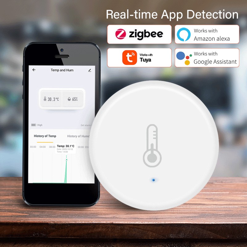 Tuya Smart Temperature Humidity Sensor Zigbee Indoor Real-time Monitor Thermometer Detector Smart Life Control For Alexa