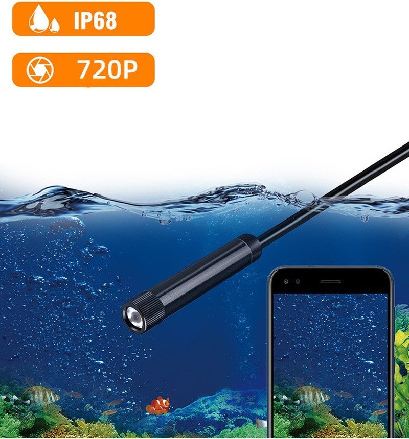 Endoscope Camera 8mm 1200p Wifi Drain Pipe Engine Inspection Wireless Camera 3 in 1 Borescope for Android Phone Smartphone TypeC