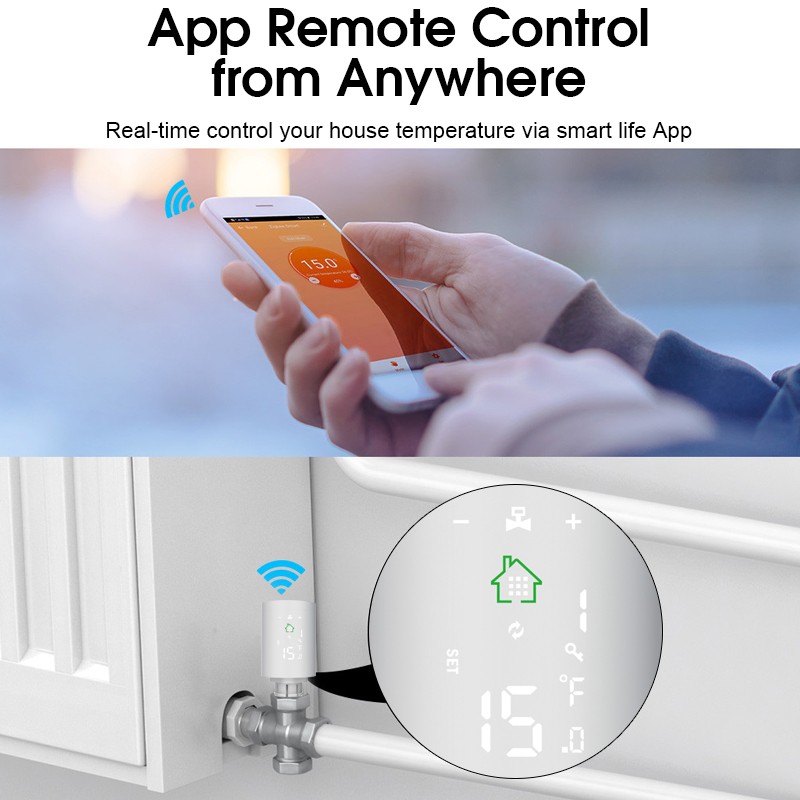 Tuya Smart Zigbee Coolant Actuator Programmable Thermal Radiator Valve Temperature Controller Support Alexa