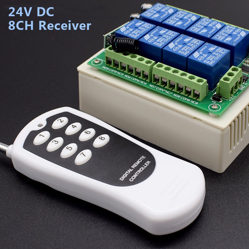 433MHz DC 24V 8 Channel Relay Module Wireless RF Remote Control Switch Transmitter + Receiver