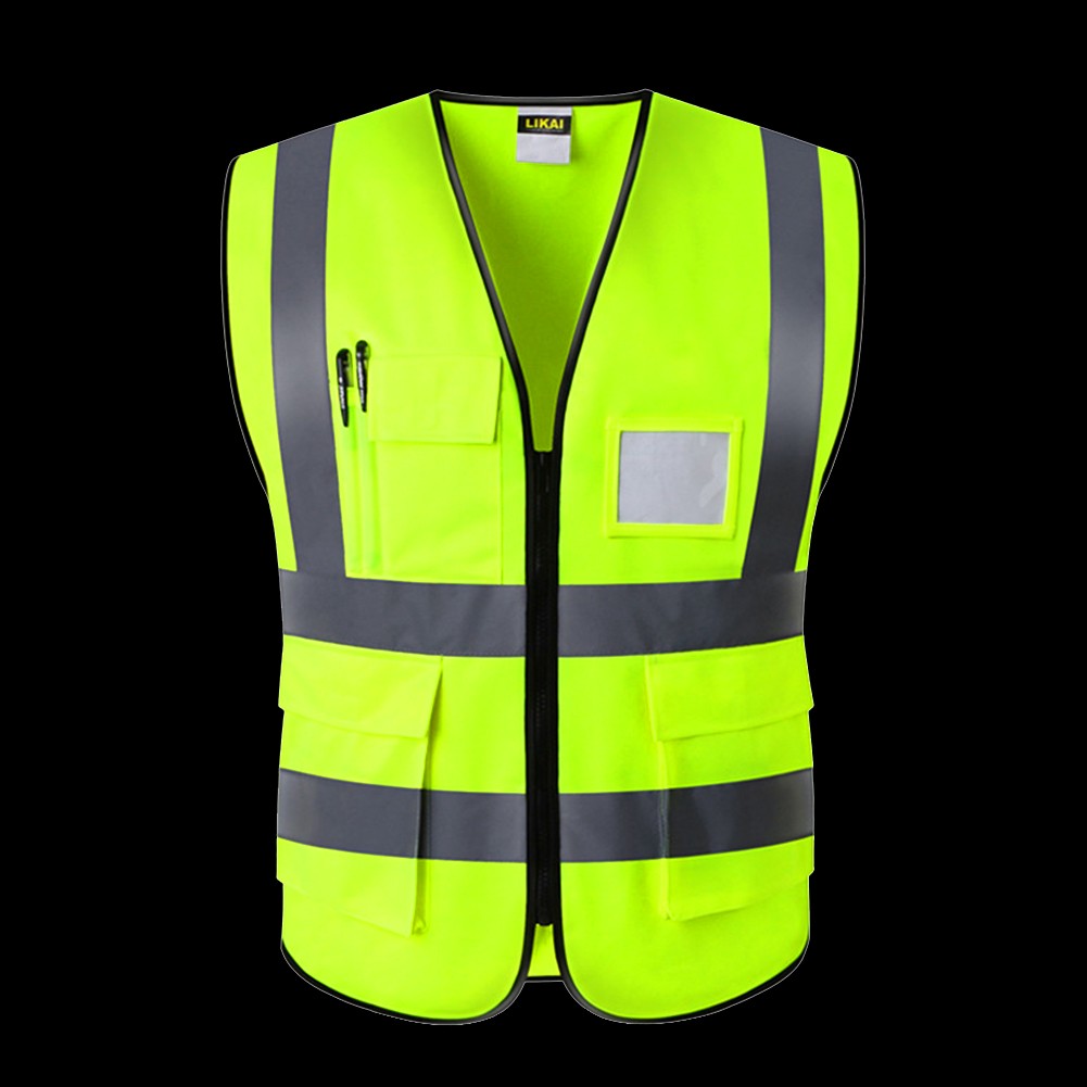 Reminder With Zipper Waistcoat Wear Resistant High Visibility Easy Clean Safety Vest Reflective Multi-Pocket Night Construction