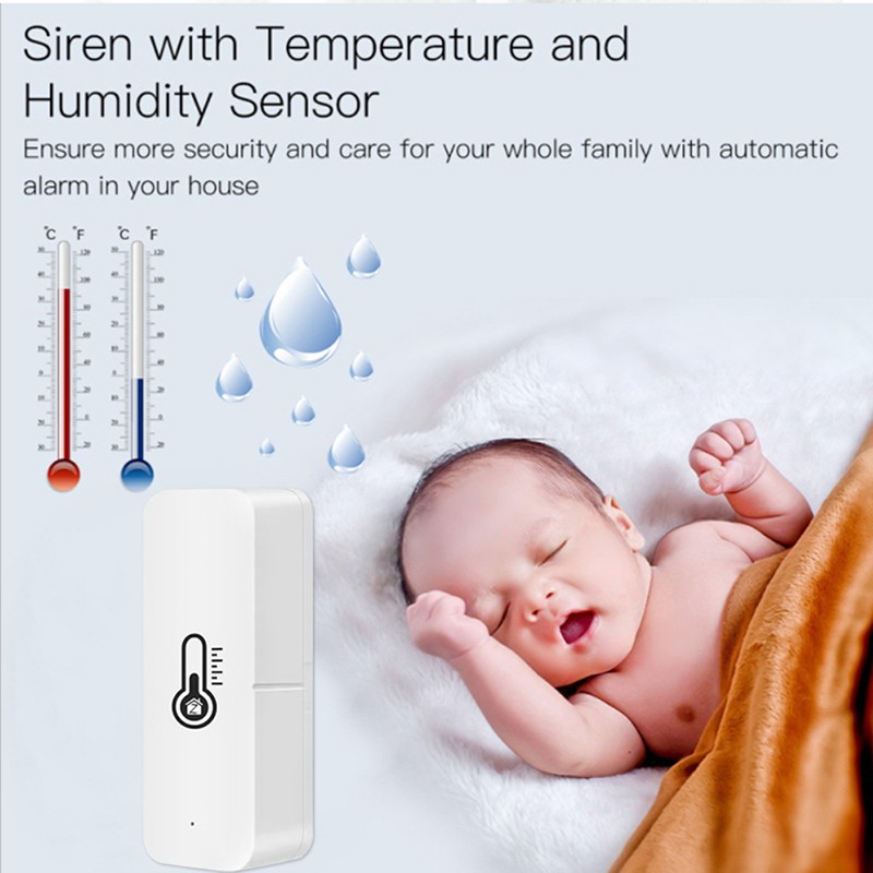 Aubess Smart Zigbee Temperature Humidity Sensor Indoor Thermometer Humidity Home Alarm System for Tuya Smart Life Alexa