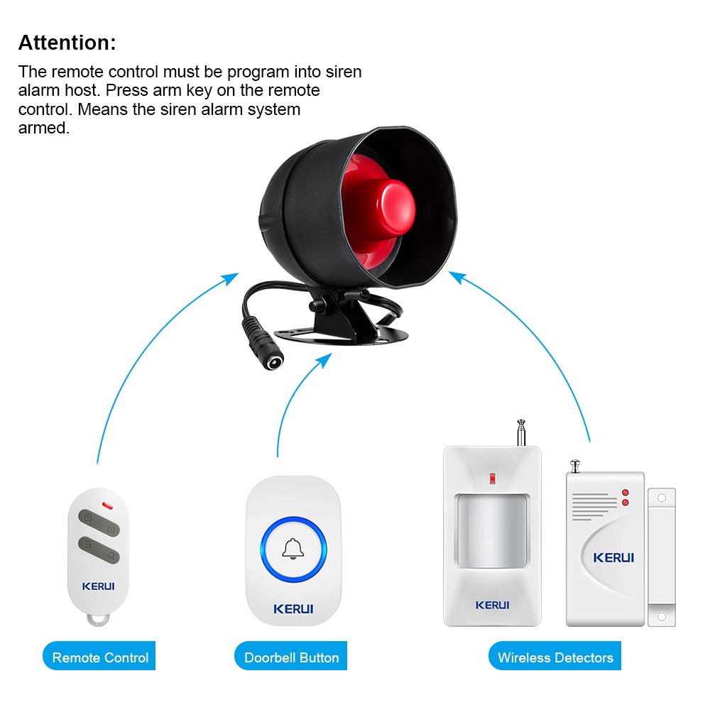 2022 KERUI cheap upgrade standalone wireless home security alarm system kit siren horn with motion detector for burglars 110db