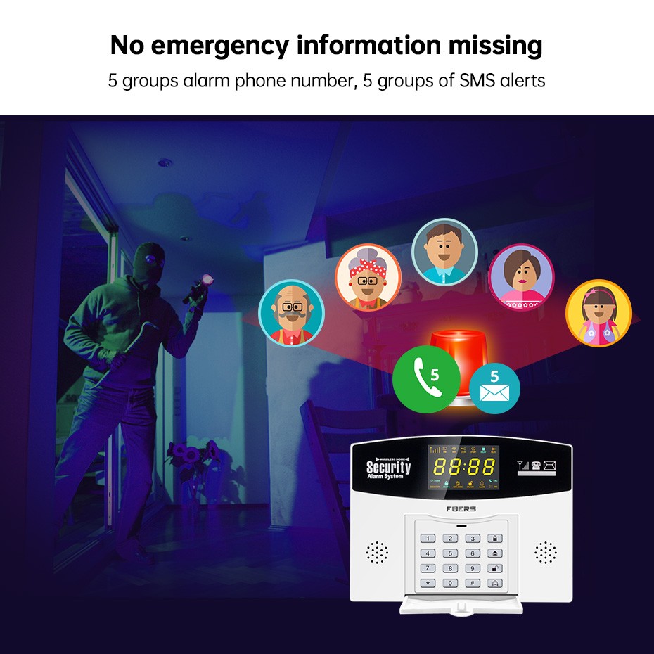 2022 Fuers Tuya Smart Alarm System WiFi Burglar Alarm Smart Home GSM Alarm System With Color LCD Display Motion Home Security