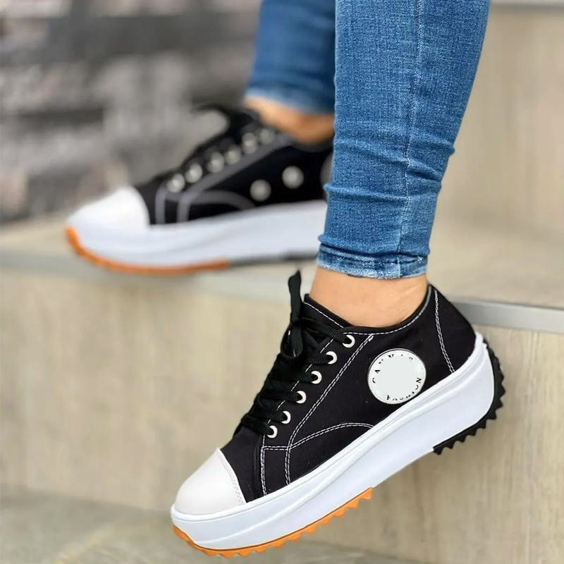 2022 Spring Low-top Sneaker Women Shoes Thick-soled Candy Color Flats Canvas Shoes Female Lady Platform Sneakers Dropshipping