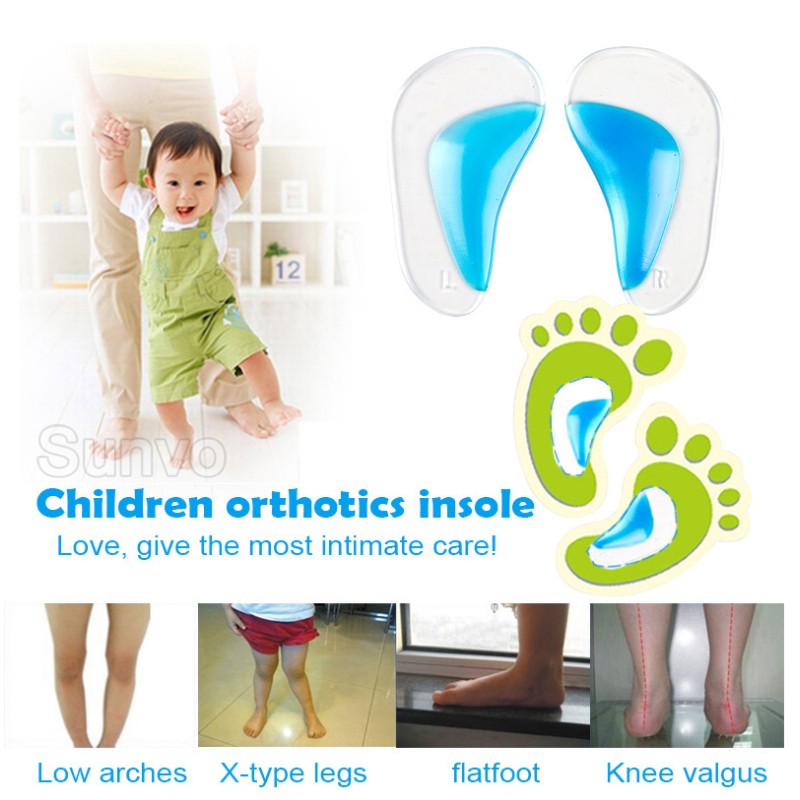 Sunvo - Kids Orthotic Insoles, Silicone Gel, Flat Foot Corrector, Arch Support, Shoe Pads