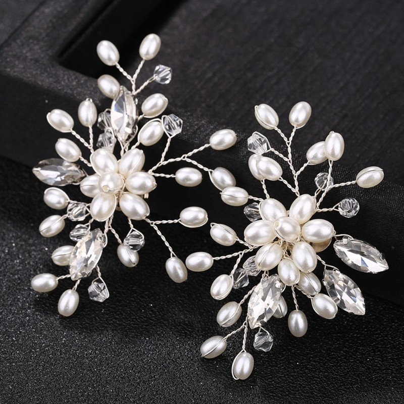 2pcs/pair Elegant Fashion Rhinestone Pearl Shoes Clips Female Flower Dress Hat Wedding Party High Heels Charm Ornaments