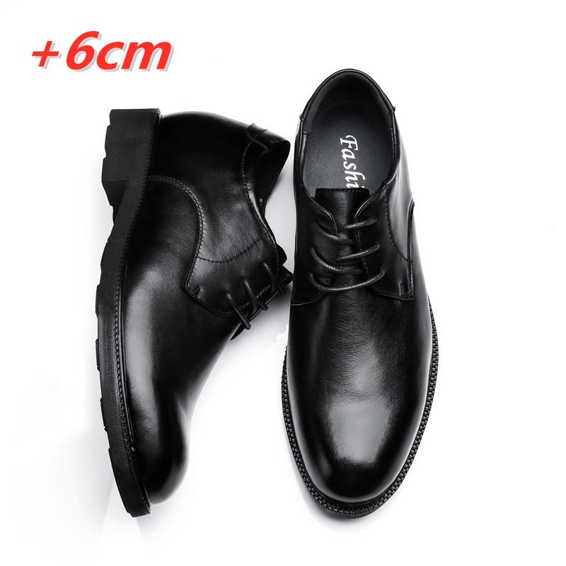 YEINSHAARS Business Leather Shoes Men Elevator Shoes Height Increaser Insole 6-8cm British Office Black Fashion Luxury Shoes