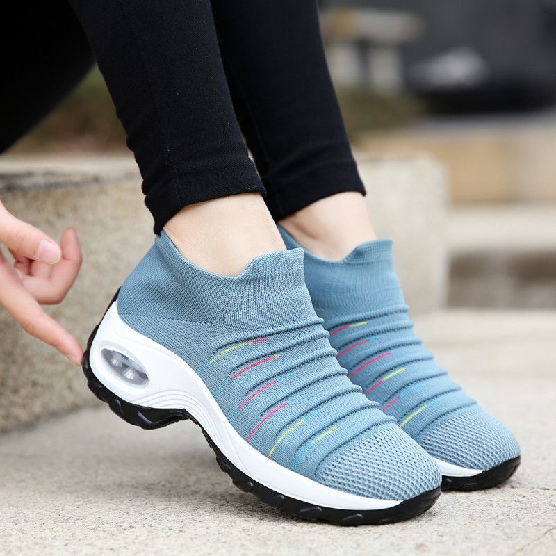 Women Casual Shoes Air Cuvulin Sock Sneakers Increase Walking Shoes Elasticity Slip On Shoes Mesh Breathable Non-slip