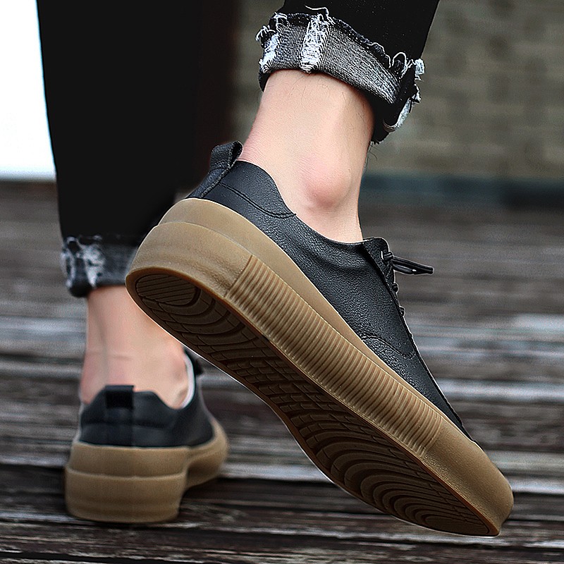 Men's formal shoes fashion sneakers non-slip genuine leather outdoor comfortable stylish low-cut casual flat sneakers