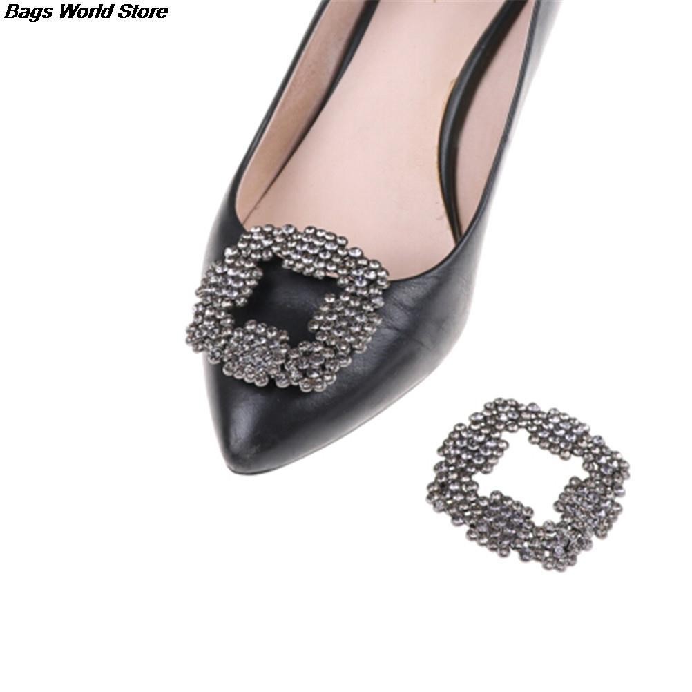 Women's Rhinestone Shoes Square Metal Buckle Wedding Shoes Decoration Rhinestone Accessory 1pc