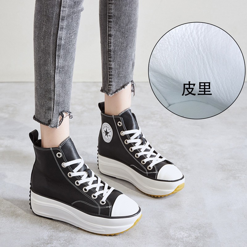 Women's PU leather platform platform shoes, popular casual shoes, 2020 new autumn collection