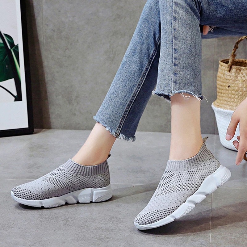 Rimocy Spring Summer Women Sneakers Lightweight Breathable Flat Mesh Woman Non-slip Soft Bottom Casual Shoes Socks 2022