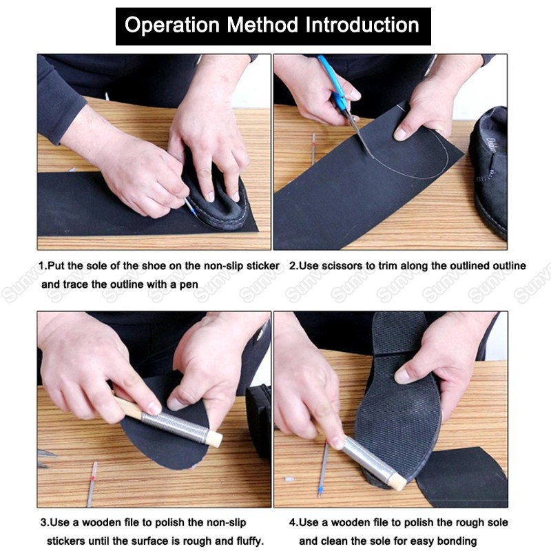 Sunvo Rubber Soles For Shoes Anti-Slip Outsole Leather Insoles High Heel Sole Protector Pads Shoe Repair Replacement Sole Material Slip