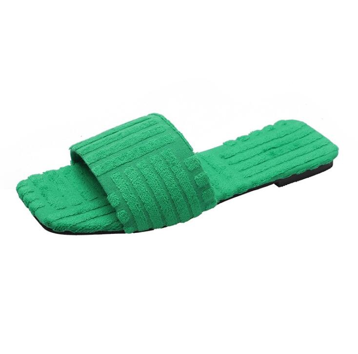 Warm Towel Pattern Slippers 2022 New Women's Embossed Cotton Drag Home All-match Sandals Candy Color Slippers